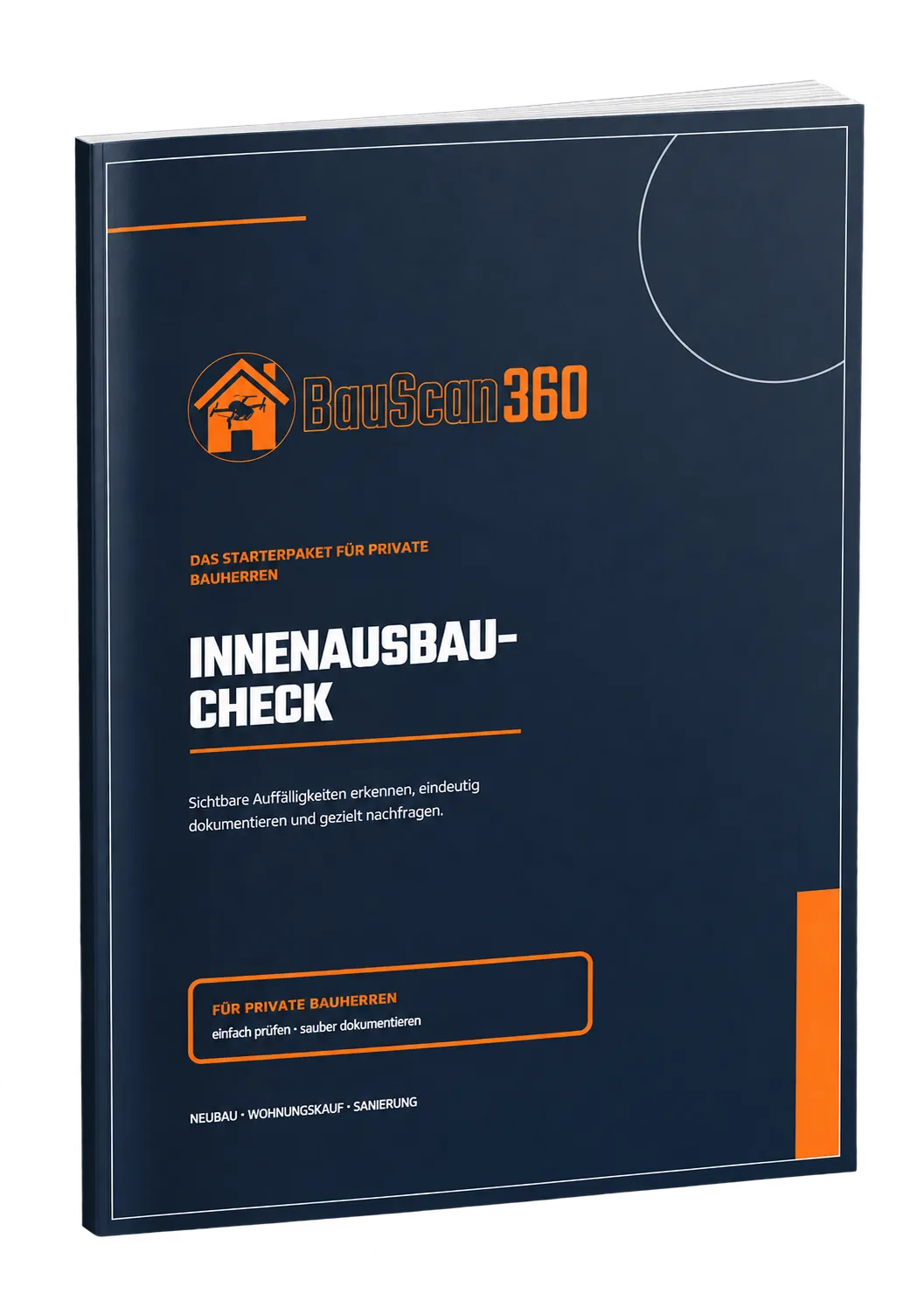 Titelseite BauScan360 Innenausbau Checkliste mit 28 Seiten für private Bauherren